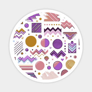 Pink Brown Purple 80s Retro Geometric Pattern Magnet